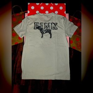 VS PINK Size XS Bling Dog Logo Campus Tee.